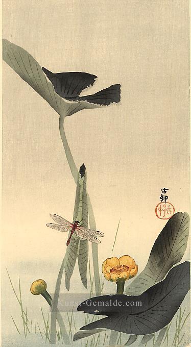 Libelle und Lotus Ohara Koson Blumenschmuck Ölgemälde